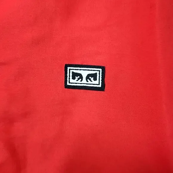 OBEY Worldwide Mens Jacket Large Red Windbreaker Hooded Outdoor Hiking Gorpcore - Picture 12 of 16